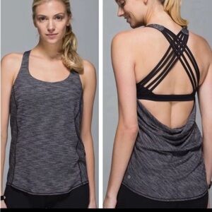LULULEMON 'Free to Be Wild' (2-in-1) Grey Tank with Black Built-In Bra SIZE 8